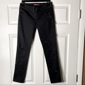 Alice + Olivia Charcoal Distressed Skinny Jeans 0